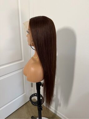 New! 26” Straight Human Hair Full Lace Wig, Colored: Brown Tone